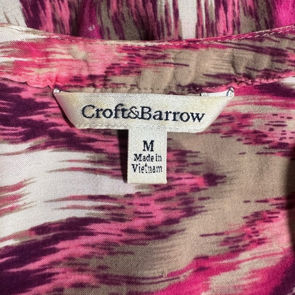 Croft & Barrow Pink and Purple Button Neckline Side Tie Top Size M - Picture 8 of 10